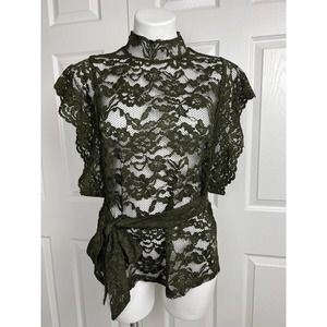 NY&C Soho Women's Green Lace Blouse Size M
